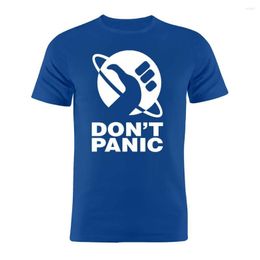 Men's T Shirts Men's Shirt Cotton Hitchhiker's Guide To Galaxy Don't Panic Minimalist Artwork Gift Tee