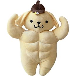 Plush Dolls 58cm Cute Cartoon Kawaii Sanrioed Pompompurins Funny Chest Muscle Abdominal Muscle Pillow Doll Plush Toy Birthday Gift 230626