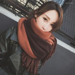 Scarves Scarf Solid Color Cashmere Padded Korean Women Fall/winter Fringed Long Joker Double Shawl Cotton 55x200cm