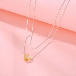 Chains HUAMI 2023 Fashion Sweet Girl Elegant Crystal Love Pearl Necklace Fresh And Cute Schoolgirl Party Jewellery Gift