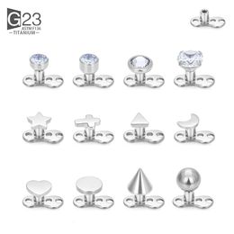 Navel Bell Button Rings 1Pcs F136 Microdermal Piercing Surface Internamente filettato Gem Ends Dermal Skin Diver Nascondi Medusa Piercing Body Jewelry 230626