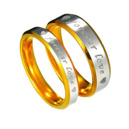 Delicate Gold Forver Love Letter Couple Ring for Lovers Men Women Stainless Steel Love Letter Wedding Ring Distance Rings Anniversary Engagement Jewellery Gift