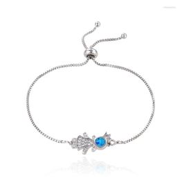 Charm Bracelets KAMAF 4 Colour Girls Jewellery Copper Inlay Zircon Opal Adjustable Buckle Bracelet High Quality