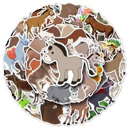 50Pcs-Pack Cartoon Donkey Stickers Waterproof Stickers for Water Bottle Laptop Car Planner Scrapbooking Phone Mac Wardrobe Door Wall Tablet Decals