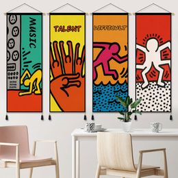 Tapestries American Graffiti Keiths Harings Tapestry Cloth Hanging Painting Living Room Decoration Painting Cartoon Villain Hanging Cloth 230626