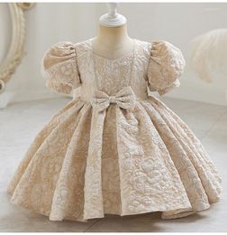 Girl Dresses Flower Baby For Girls 2023 Court Vintage Ceremony Birthday Party Ball Gown Puff Sleeve Toddler Kids Princess Dress