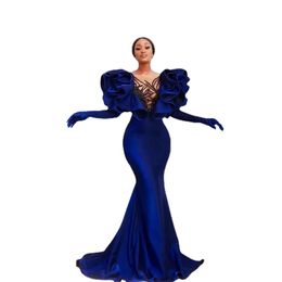 Modest Velvet Mermaid Prom Dresses Plus Size Ruffles Cap Sleeve Elegant Formal Evening Gowns vestido de