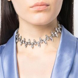 Choker Fashion Luxury Shiny Rhinestone Water Drop Necklace Women Wedding Accessorie Silver Colour Chain Punk Gothic Chokers Jewellery
