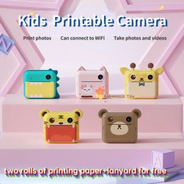 Toy Cameras Kids Print Camera Mini SLR Printable Digital Set 1080P Video Recording 1200 Pixels with Philtre Dual Gift 230626