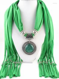 Pendant Necklaces Fashion For Women 2023 Soft Shawl Stole Wrap Silk Polyester Scarves Resin Bead Charm Long Pendants F064