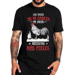 Men's T Shirts The Voices In My Head Tell Me You Need More Chickens Funny Shirt With Spanish Text For Farmers Gift T-Shirt Cotton