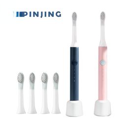 Toothbrush PINJING Electric Sound Wave Smart Brush Ultrasonic Whitening Waterproof Rechargeable Deep Cleaning Teeth 230627