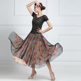 Stage Wear Fashion Women Summer Ballroom Dance Dress Short Sleeve Waltz Tango Practice Costumes