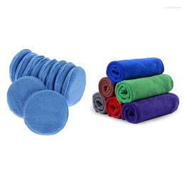 Car Sponge 12X Microfibre Cleaning Cloth 40X40cm & Microfiber Wax Applicator Polish Foam