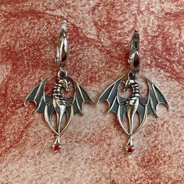 Dangle Earrings Grunge Gothic Vintage Dragon Personality Red Jewel Pendant For Women Fashion Novelty Dark Black Harajuku Female Jewelry