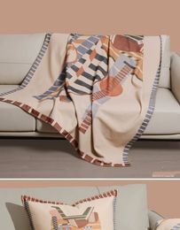 2023 NEW Colours Modern Luxury H Series Woollen Printing Blanket, Living Room Sofa Blanket, High end Blanket, Aircraft, Car, Travel Cover Blanket