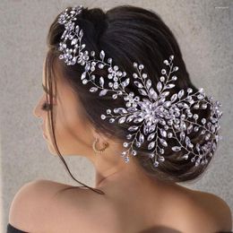 Headpieces YouLaPan HP242 Handmade 39cm Bridal Hair Jewellery Crystal Long Bride Headband Vine Headpiece Tiara Wedding Accessories