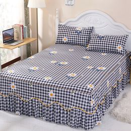 Bedding sets A Piece Bed Skirt Fashion Lattice Dye Printing Trendy Household Bedspread Can't Afford the Ballno Include PillowcaseE11641 230626