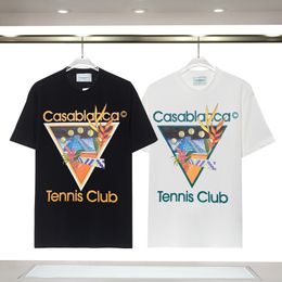 メンズデザイナーTシャツラックスチシャツメンズカサブランカラグジュアリーシャツトップ特大のティーカサブランシャツカサブランカ服ファッションサマークルーネック半袖