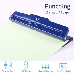 Punch Adjustable Desktop Metal 4Hole Punch 10 Sheet Capacity Paper Hole Puncher with Scraps Collector Reduced Effort for Office Home