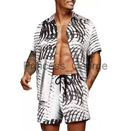 Men's Tracksuits 2023 Summer Hawaii Print Sets Men Hawaii Short Sleeve Shirt Shorts Two Piece Clothing Set Casual Palm Tree Floral Beach Suit x0627