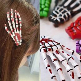 20Pcs Women Fashion Barrettes Halloween Decor Zombie Skeleton Claws Hairpin Skull Hand Clip Punk Horror Barrette 13 Colors Accessories