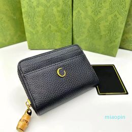 2023-Woman Men Wallets designer wallet card holder purse mens wallet Real Leather Holders Bamboo Zipper Head Gold Letter TOP