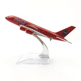 Aircraft Modle 1 400 Scale 16cm COLA Airlines Airbus A380 Metal Alloy Aeroplane Aircraft Model Decoration Plane Kids Christmas Gift Collectible 230626