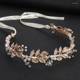 Hair Clips Handmade Golden Wedding Headbands Tiaras Crystal Leaf Hairbands Headdress Accessories Head Jewellery