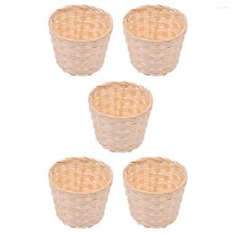 Dinnerware Sets 5 Pcs Storage Basket Bread Childrens Toys Fruit Container Bamboo Woven Snack Weaving Kids Clothes Hanger