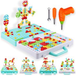 Tools Workshop 366pcs Drill Screw Nut Puzzles Toys Pretend Play Tool Drill Disassembly Assembly Children Drill 3D Puzzle Toys for Boy Kids Toy 230626