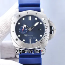 V7 47mm New 01070 A2555 Automatic Mens Watch Blue Dial BMG-TECH Steel Case Blue Rubber Strap Gents Big Watches Pure_Time PTPM A09A4