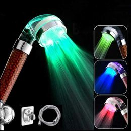 Bathroom Shower Heads Led Shower Head Colours Change Temperature Sensor Shower Negative Philtre High Pressure Showerhead Bathroom Accessories R230627