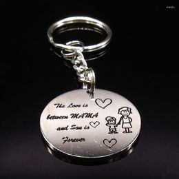 Keychains Family Love MAMA And Son Silver Color Stainless Steel Keychain For Women Round Key Chain Jewelry Mother's Day Gift K72288S07