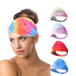 Cotton Headband For Women Tie-dye Headwear Women's Sports Elastic Turban Scarf Ladies Bandage Headgear Hair Accessories
