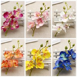 Decorative Flowers High Simulation Flower DIY False Butterfly Orchid Set Home Living Room Decoration Silk Arrangement