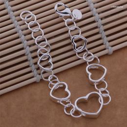 Link Bracelets SL-AH099 Wholesale Silver Colour Gift Women Lady Nice High Quality Fashion Jewellery Five Flat Hollow Aeiaivpa