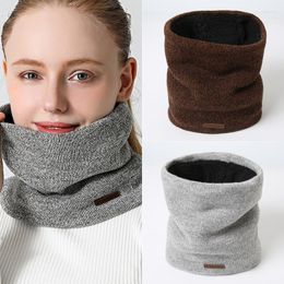 Scarves Luxury Cotton Knitted Neckerchief Unisex Fleece Winter Warm Ring Scarf Men Women Collor Outdoor Kids Snood Bufana 2023