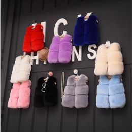 Waistcoat Baby girl fur vest Faux Fur baby outwear Waistcoats Girls Autumn Fashion Solid Color Vests 11 colors available 230626