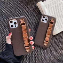 Fashion Classic Designer Cell Phone Cases for iPhone 14 14pro 14plus 13 12 11 pro max Xs XR Xsmax 7 8 plus Leather Wristband Cellphone Cover