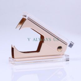 Punch High quality Acrylic gold builtin mirror box + hole punch + staple remover office stationery supply