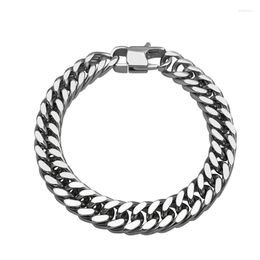 Link Bracelets 8mm 10mm 12mm Miami Cuban 316L Stainless Steel Chain Men Flat Curb Bracelet Hip Hop Rock Sports Jewellery 18cm 20cm 22cm