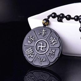 Chains Yin And Yang Fish Dragon Phoenix Obsidian Pendant Men Women Necklace Amulet Jewellery