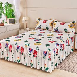 Bedding sets Four Seasons Universal Warm Flower Print Pattern Bed Sheet Skirt Single Piece Cover Pillow Bedclothes 230626