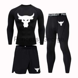 Men's Tracksuits Men's Sports Suit MMA rash guard male Quick drying Sportswear Compression Clothing Fitness Training kit Leggings Tracksuit x0627
