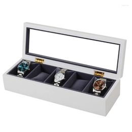 Watch Boxes & Cases 5-Digit Matte White Paint Wood Jewellery Box Case For Wrist Present Gift Display Storage Organiser Deli22