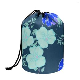 Cosmetic Bags Coloranimal Ethnic Printing Bucket Bag With Drawstring Round Pocket For Women Organizer Travel Camping