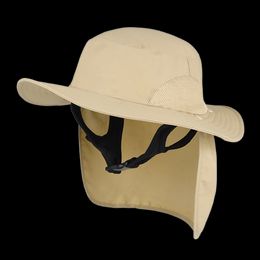 Quick Dry Sun Caps for Men Women with UV Protection Wide Brim Safari Hiking Hat with Neck Flap Cover