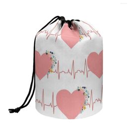 Cosmetic Bags Coloranimal Woman Personal Hygiene Tote Beauty Bag 2023 Rose Wreath Electrocardiogram Romantic Large Capacity Stylish Makeup