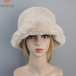 2023 New Style Fake Rabbit Fur Hats Cotton Lining Warm Russian Fashion Ski Beanies Plush Solid Color Super Soft Women Winter Hat